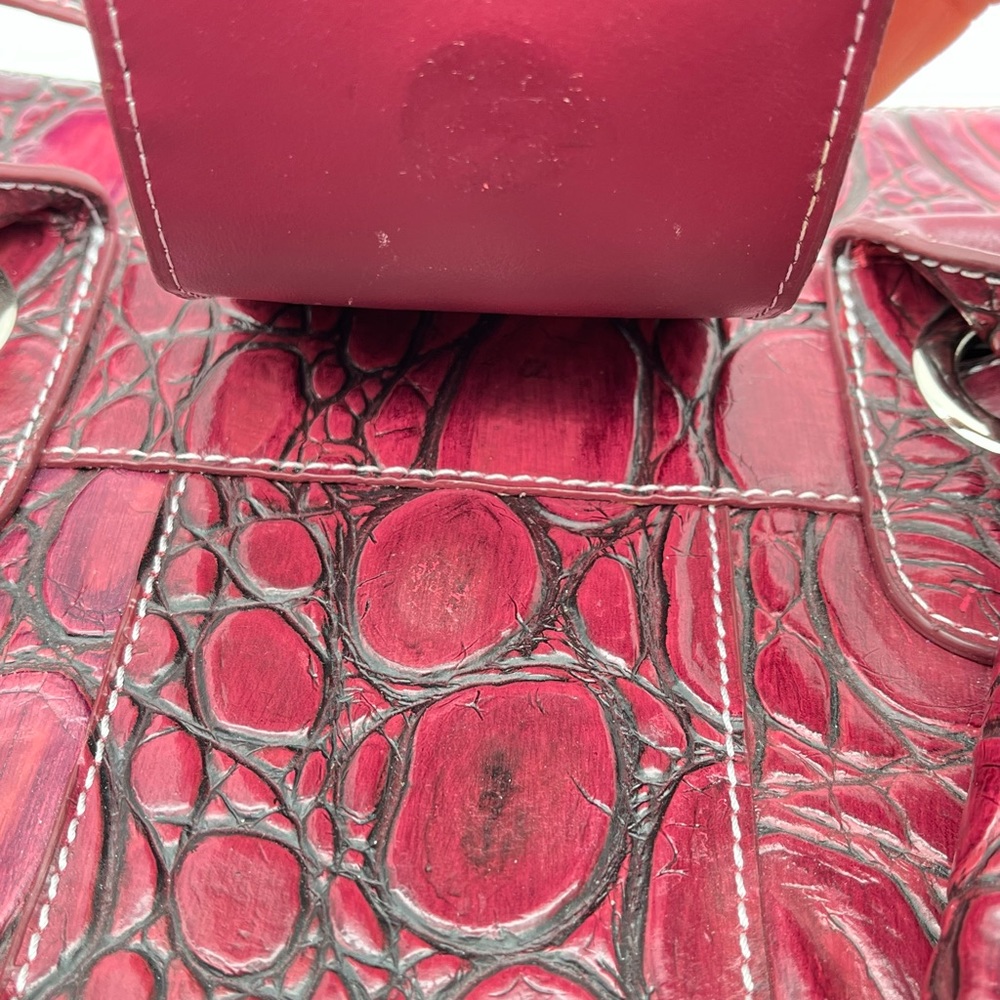 Large Charlie Lapson Leather Shoulder Bag Purse Burgundy size 16”x11” Laptop - Picture 3 of 16